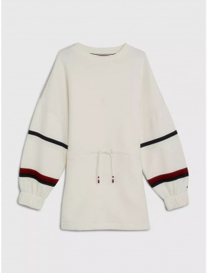 Tommy Hilfiger Kids' Logo Stripe Sweater Dress Dresses & Skirts Ancient White | 8906-FNGHW