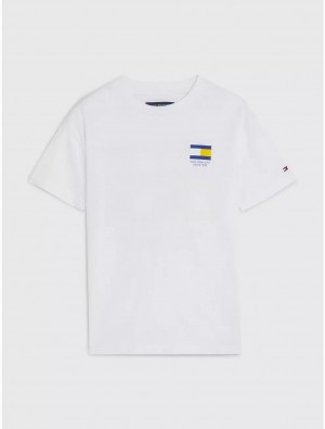 Tommy Hilfiger Kids' Multicolor Flag T-Shirt T-Shirts White | 4021-RKZWA