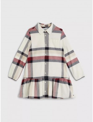 Tommy Hilfiger Kids' Plaid Shirtdress Dresses & Skirts Ivory / Multi Check | 4956-DSOAH