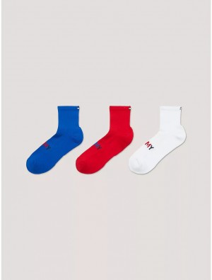 Tommy Hilfiger Kids' Quarter Top Sock 3-Pack Socks Lucent White/Multi | 9678-LZDRI