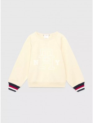 Tommy Hilfiger Kids' Reversible Logo Sweatshirt Sweatshirts & Sweaters Classic Beige | 4308-YPXBD