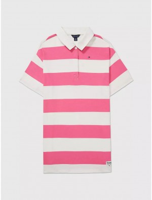 Tommy Hilfiger Kids' Rugby Stripe Dress Dresses & Skirts Coral Berry Multi | 5398-DPZVL