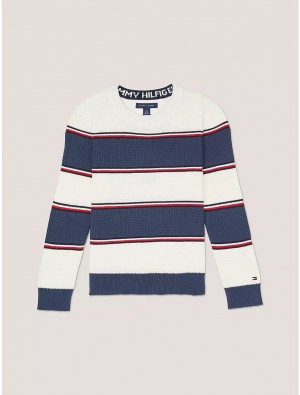 Tommy Hilfiger Kids' Rugby Stripe Sweater Sweatshirts & Sweaters Cobalt Sapphire / Colorblock | 7483-ZTLXM