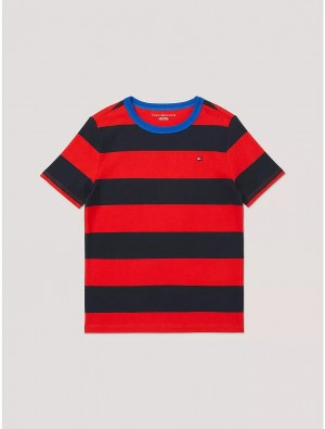 Tommy Hilfiger Kids' Rugby Stripe T-Shirt T-Shirts Blush Red | 4825-AMVGC