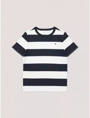 Tommy Hilfiger Kids' Rugby Stripe T-Shirt T-Shirts Fresh White | 0893-ANVYQ