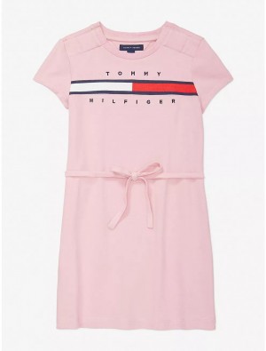 Tommy Hilfiger Kids' Signature Stripe Dress Dresses & Skirts Pale Primrose | 5369-HYCVR