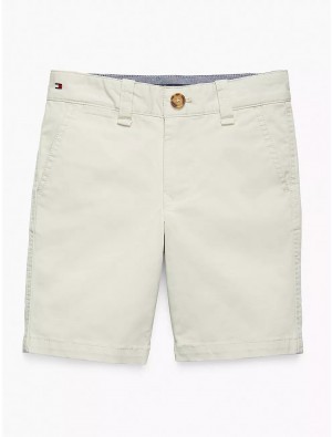 Tommy Hilfiger Kids' Solid Flag Short Shorts Sand Khaki | 5372-ZYLJT