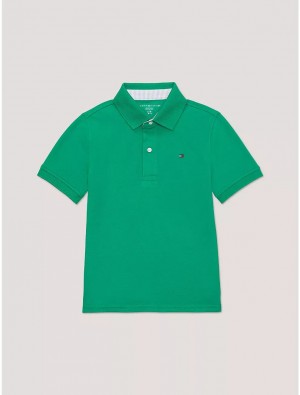 Tommy Hilfiger Kids' Solid Stretch Polo Polos Green Malachite | 4806-SMFHC