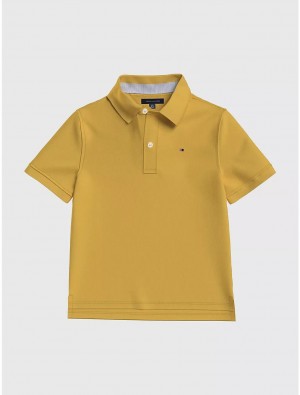 Tommy Hilfiger Kids' Solid Stretch Polo Polos Yielding Yellow | 6530-LKDWT