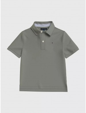 Tommy Hilfiger Kids' Solid Stretch Polo Polos Pale Willow | 6371-FUVJL