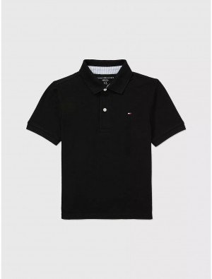 Tommy Hilfiger Kids' Solid Stretch Polo Polos Dark Sable | 4918-KRJMD