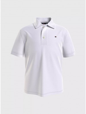 Tommy Hilfiger Kids' Solid Stretch Polo Polos Fresh White | 6142-YJQMG