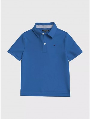 Tommy Hilfiger Kids' Solid Stretch Polo Polos Aegean Ocean | 3516-GJKIE