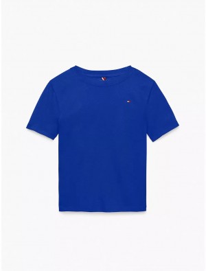 Tommy Hilfiger Kids' Solid T-Shirt T-Shirts Blue Craze | 9512-EULDT