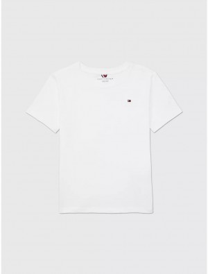 Tommy Hilfiger Kids' Solid T-Shirt T-Shirts Optic White | 2361-QXLKA