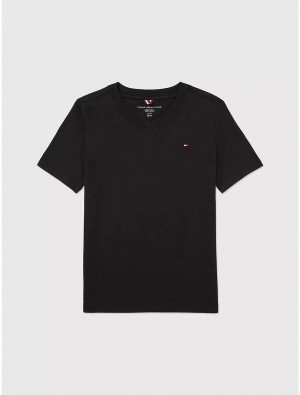 Tommy Hilfiger Kids' Solid V-Neck T-Shirt T-Shirts Dark Sable | 9025-TUALH