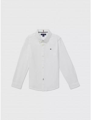 Tommy Hilfiger Kids' Stretch Oxford Shirt Shirts Optic White | 2389-RWVJH