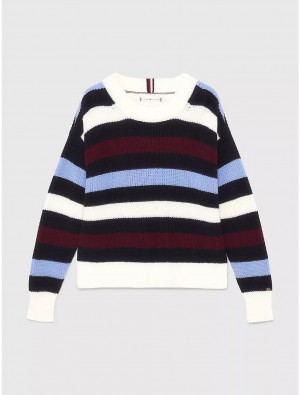 Tommy Hilfiger Kids' Stripe Crewneck Sweater Sweatshirts & Sweaters Multicolored Stripe | 6531-SIPLB