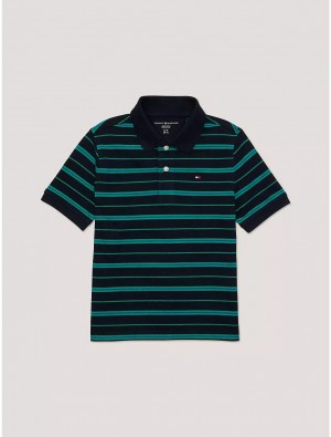 Tommy Hilfiger Kids' Stripe Polo Polos Desert Sky | 0896-RNEJO