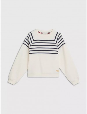 Tommy Hilfiger Kids' Stripe Sweatshirt Sweatshirts & Sweaters Ancient White | 2870-BRHSI