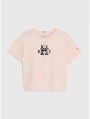 Tommy Hilfiger Kids THNY T-Shirt T-Shirts Pink Crystal | 0186-ZNLOB