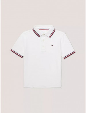 Tommy Hilfiger Kids' Tipped Polo Polos Fresh White | 9173-OYENQ