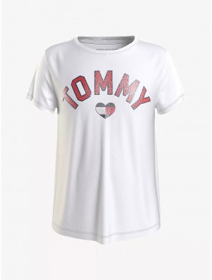 Tommy Hilfiger Kids' Tommy Heart T-Shirt T-Shirts Fresh White | 6102-WSTOX