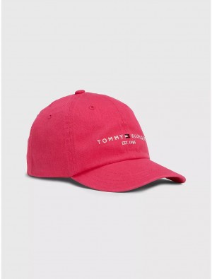 Tommy Hilfiger Kids' Tommy Logo Baseball Cap Hats Coral Berry | 3465-XYHPC