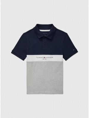 Tommy Hilfiger Kids' Tommy Logo Colorblock Polo Polos Cobalt Sapphire | 3681-MGIZK