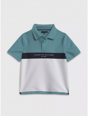 Tommy Hilfiger Kids' Tommy Logo Colorblock Polo Polos Mediterranean Blue | 2503-KYMSF