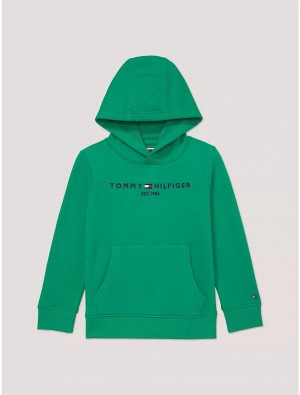 Tommy Hilfiger Kids' Tommy Logo Hoodie Sweatshirts & Sweaters Green Malachite | 2460-NHZWE