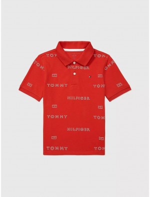 Tommy Hilfiger Kids' Tommy Logo Polo Polos Blush Red | 7642-UTPBH