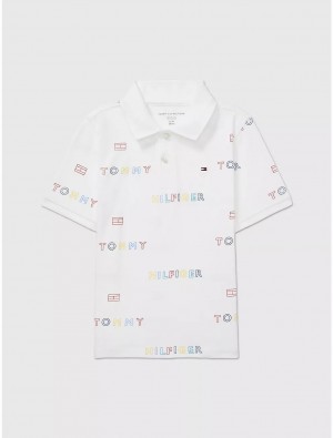 Tommy Hilfiger Kids' Tommy Logo Polo Polos Fresh White | 3142-JRXDA