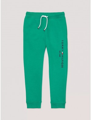 Tommy Hilfiger Kids' Tommy Logo Sweatpant Pants Green Malachite | 6082-WOGAV