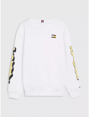 Tommy Hilfiger Kids' Tommy Logo Sweatshirt Sweatshirts & Sweaters White | 1530-WPUBV