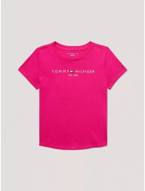 Tommy Hilfiger Kids' Tommy Logo T-Shirt T-Shirts Eccentric Magenta | 3186-RZVXE