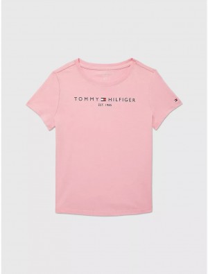 Tommy Hilfiger Kids' Tommy Logo T-Shirt T-Shirts Popular Pink | 5082-WGJHE