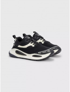 Tommy Hilfiger Knit Overlay Sneaker Shoes Black | 4526-AGRXV