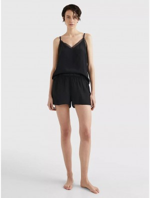 Tommy Hilfiger Lace Cami and Short Sleep Set Sleepwear Black | 4287-HECXT