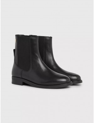 Tommy Hilfiger Leather Chelsea Boot Shoes Black | 2546-OSALE