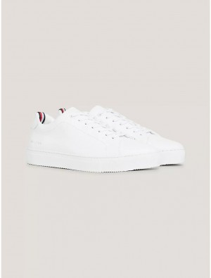 Tommy Hilfiger Leather Cupsole Sneaker Shoes White | 6980-NOEWU