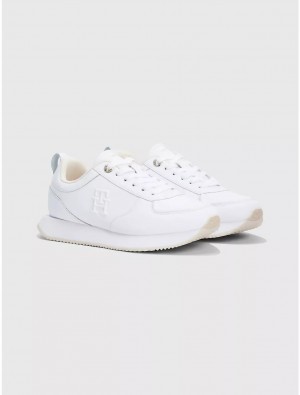 Tommy Hilfiger Leather TH Sneaker Shoes White | 0649-VMIYH