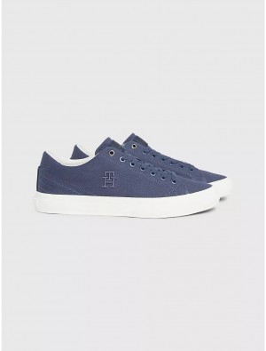 Tommy Hilfiger Linen-Cotton Sneaker Shoes Desert Sky | 7428-NCJLI