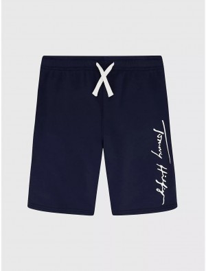 Tommy Hilfiger Little Kids' Signature Knit Short Shorts Navy Blazer | 1624-ANWUJ