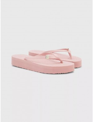 Tommy Hilfiger Logo Flat Platform Sandal Shoes Soothing Pink | 2478-PKOBJ