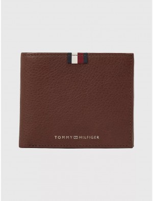 Tommy Hilfiger Logo Leather Wallet with Coin Pocket Wallets Dark Chestnut | 1625-XYAPT