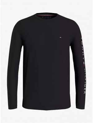 Tommy Hilfiger Logo Long-Sleeve T-Shirt T-Shirts Dark Sable | 7532-GTHBV