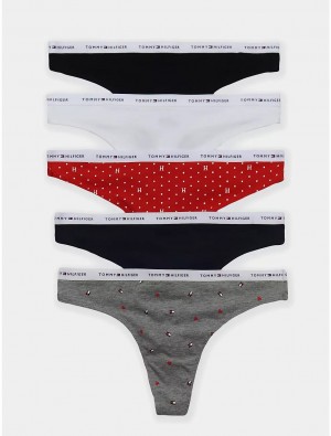 Tommy Hilfiger Logo Mix Thong 5-Pack Panties Multi | 1607-OAJIN