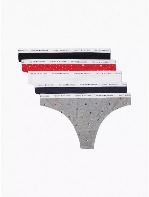 Tommy Hilfiger Logo Mix Thong 5-Pack Panties Multi | 1239-WQYLR