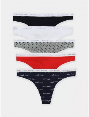 Tommy Hilfiger Logo Mix Thong 5-Pack Panties Multi | 3725-ZSKYP